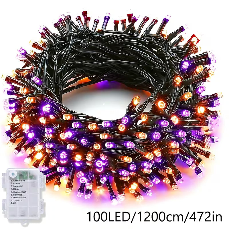 Halloween LED String Lights, Purple Orange Color Changing, Purple