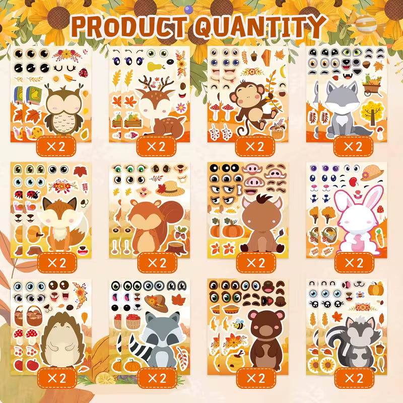 24 Autumn Stickers for Animal Stickers