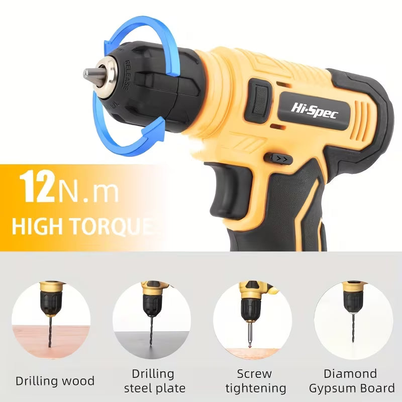Hi-spec Household Multi-function Small Power Electric Drill, 8V Rechargeable Handheld