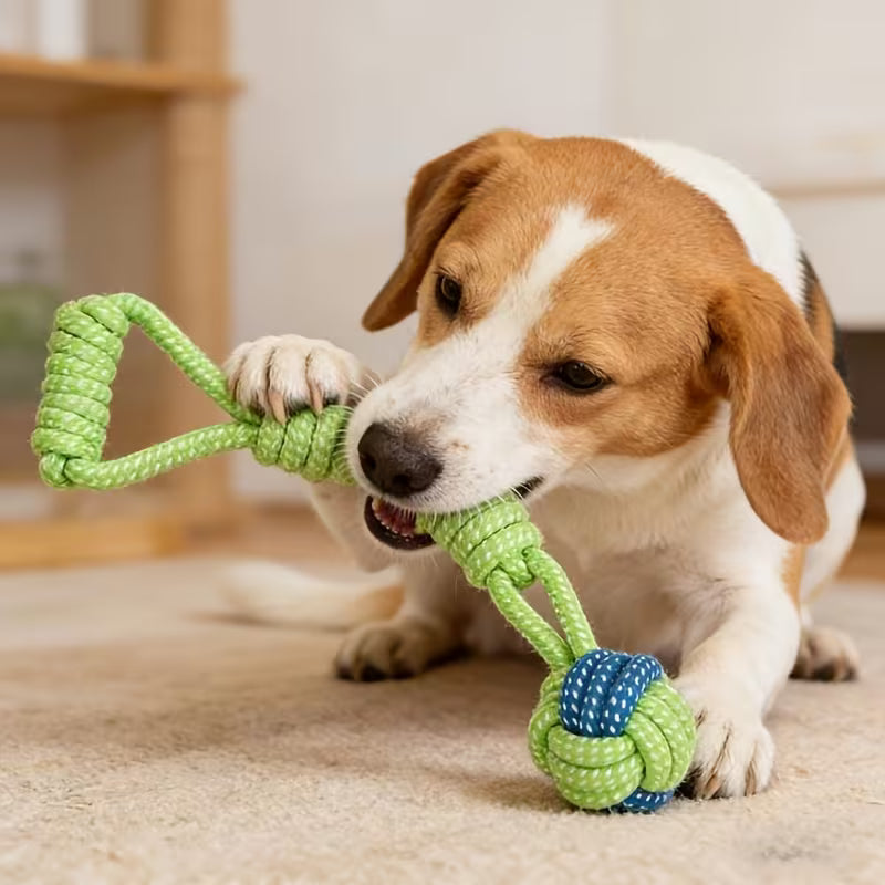 Dog Rope Knot Toy, Interactive Chew Rope Ball