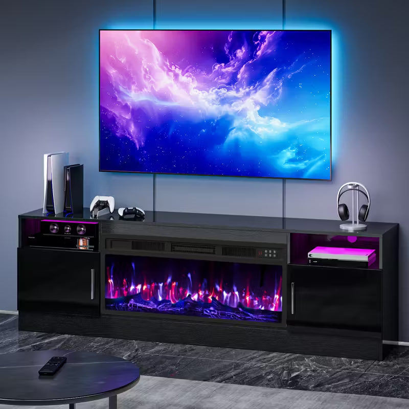 TV Stand with Fireplace, 36" Fireplace TV Stand LED Entertainment Center with Fireplace