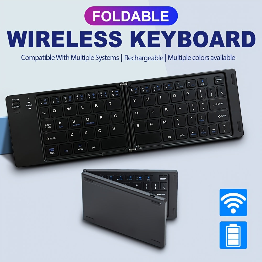 Ultra-thin Foldable Keyboard | Rechargeable Portable Travel Wireless Folding Keyboard