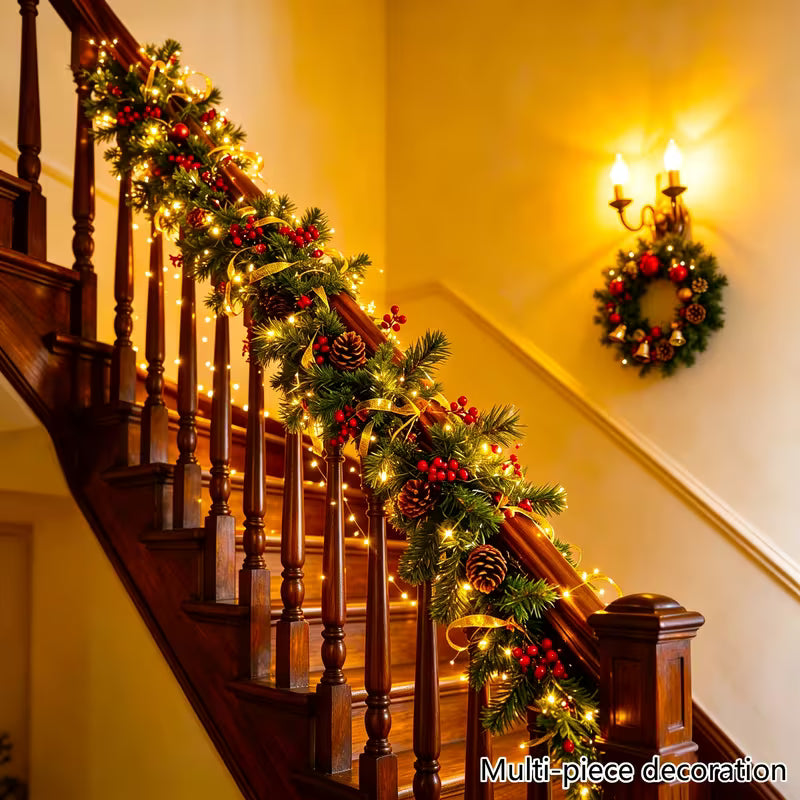 5.9Ft Pre-Lit Crestwood Spruce Artificial Christmas Garland, Christmas Decoration with Glitter