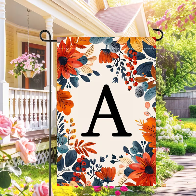 Double-Sided Welcome Yard Banner - Charming Monogram Garden Flag - 12x18 inch