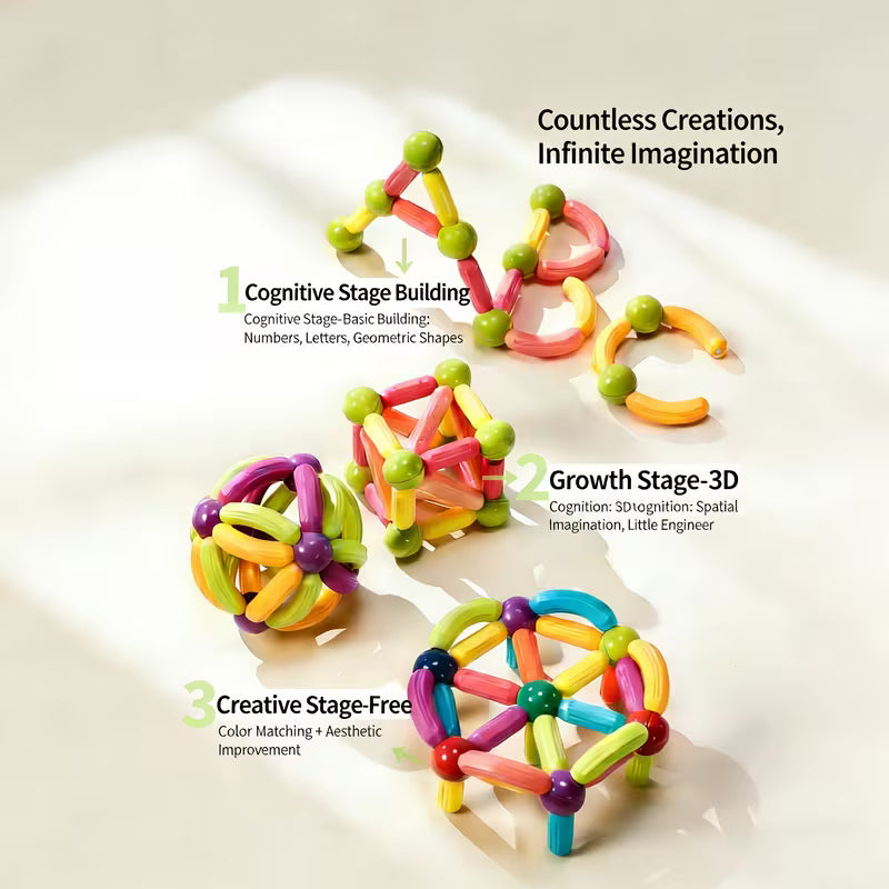 52-Piece Magnetic Building Blocks Set for Kids