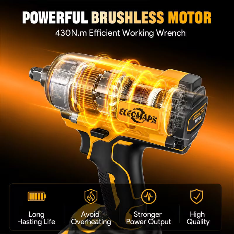 For Dewalt 20V Brushless Cordless Impact Wrench, 1/2