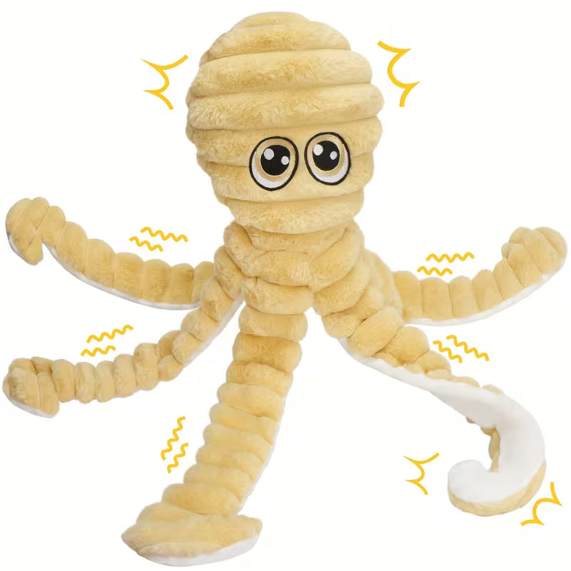 Squeaky Octopus Plush Chew Toy Set