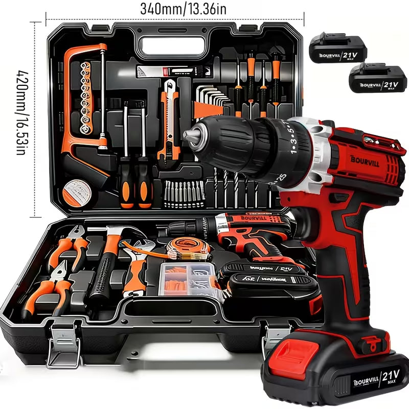 21V Cordless Impact Drill Set (Strengthen Battery And Fast Charging)