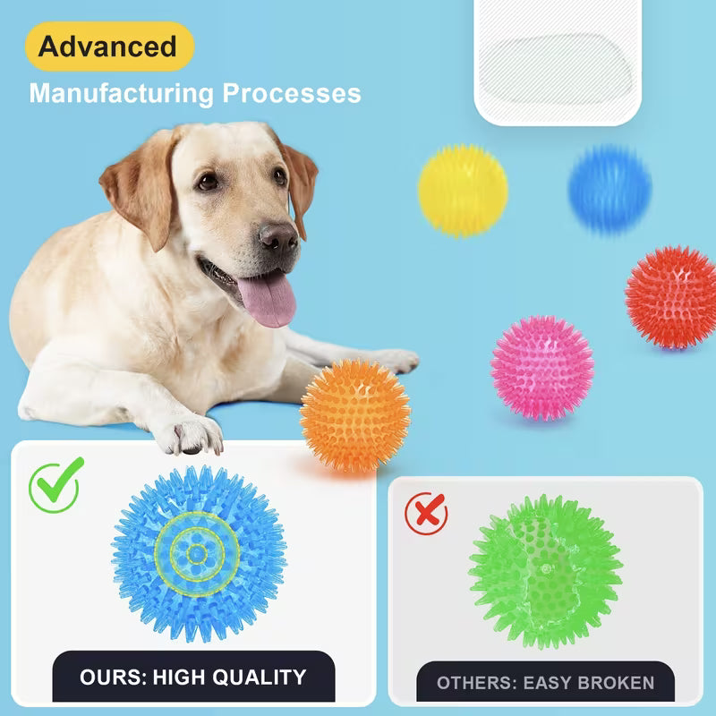 Squeaky Dog Toy Balls (3/4/6 Pack) Puppy Chew Set