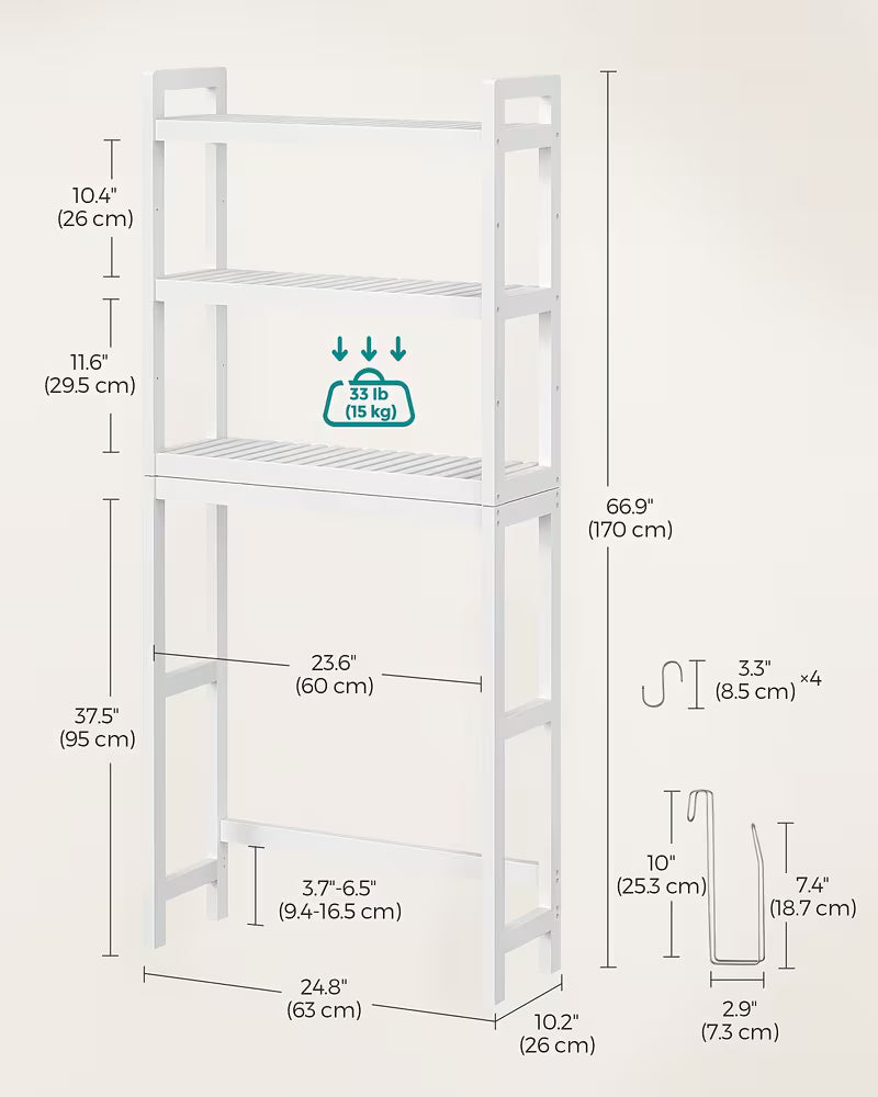 Three-Level Shelf Unit for Above The Toilet