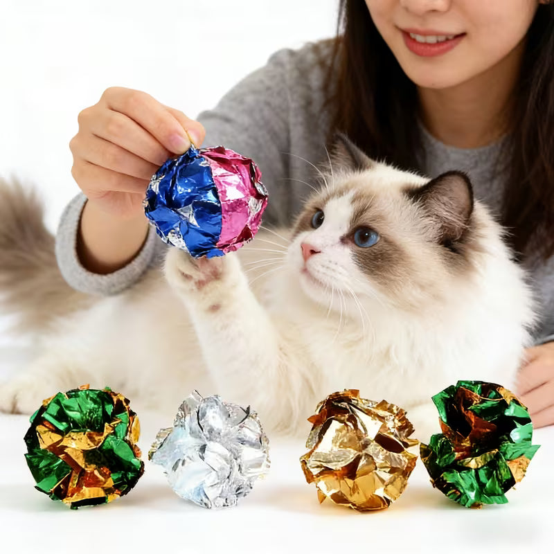 Colorful Cat Crinkle Balls- Lightweight and Durable Chase Set, Random Color
