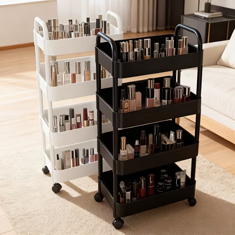 Portable Mobile Storage Cart - Multi-Tier Shelf, Space-Saving