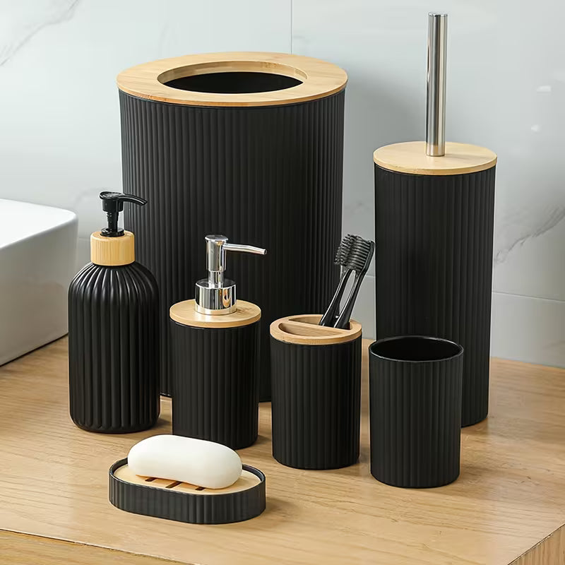 Black Bathroom Additions Sets, Hand Soap Dispenser, Toothbrush Cup