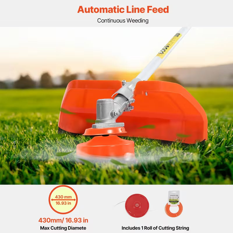 180Cc 4-In-1 Gas-Powered Weeder, Side-Mount Brush Cutter/Weeder/Trimmer/Chainsaw