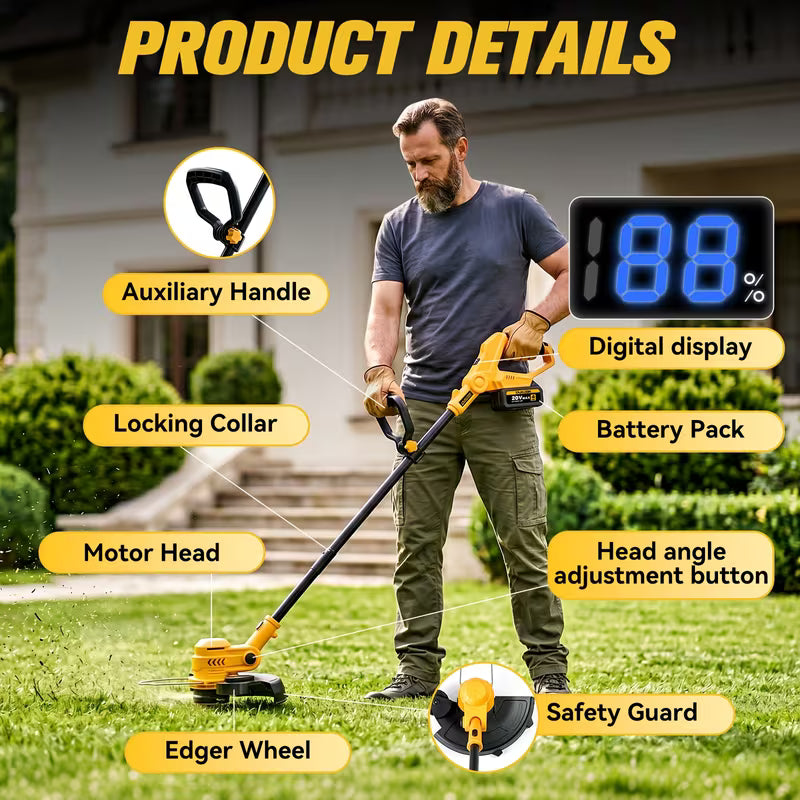 20V Cordless String Trimmer with Digital Power Display