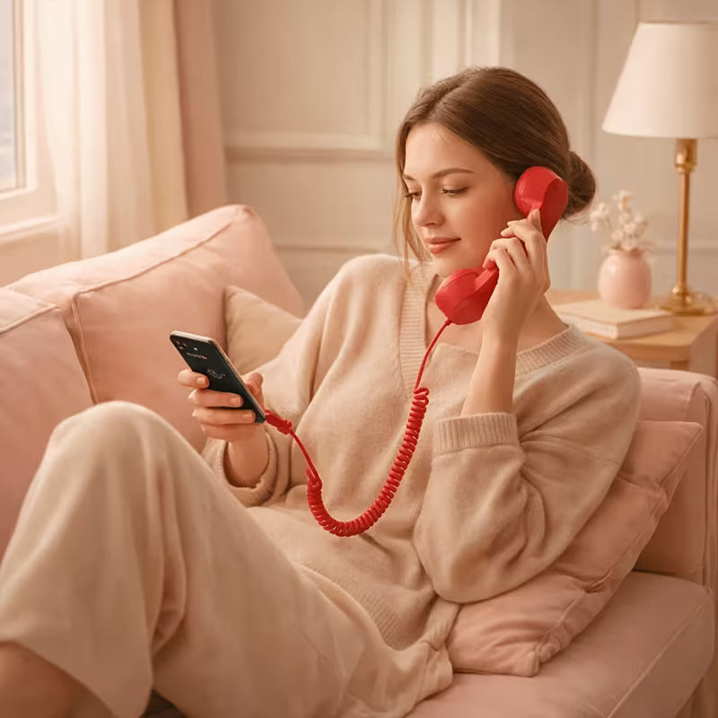 Phone Handset for Cell Phone, Anti-Radiation Type-C Retro Phone Handset, Ergonomic Comfort