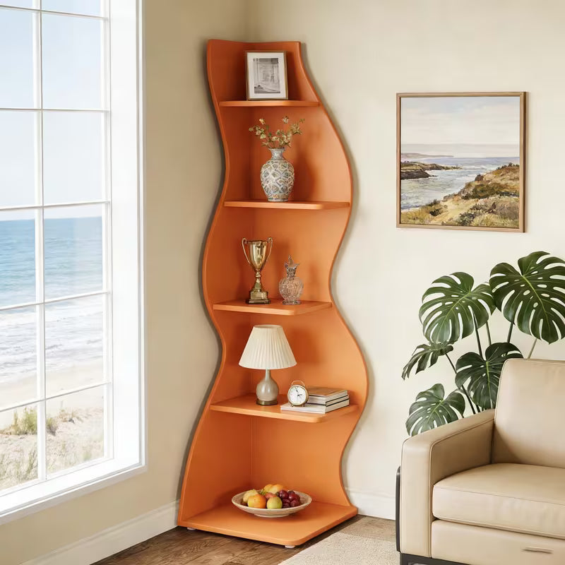 Corner Shelf, Modern 5-Tier Wall Corner Bookshelf, Stylish