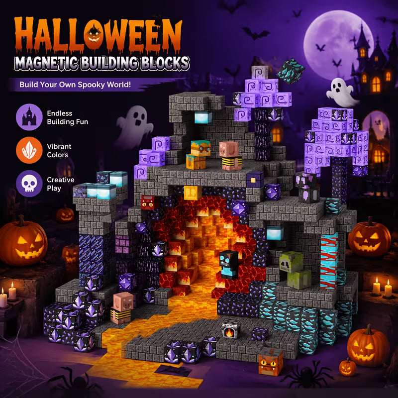 Halloween Eerie Lava Cave Magnetic Building Block Set
