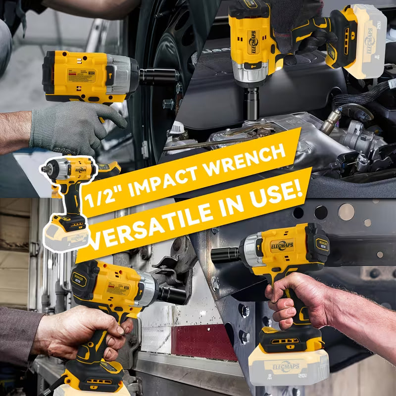 Upgraded 20V Brushless Compact Power Tool Combo Kit, Cordless Drill, Impact Driver & Impact Wrench