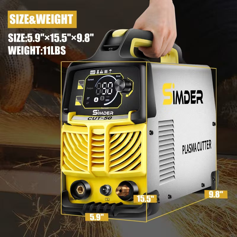 Plasma Cutter SSIMDER 50Amp Non-Pilot Arc Plasma Cutter Machine with Dual Voltage 110V/220V 1/2