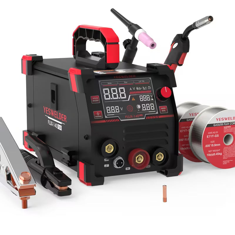 110V 140Amp Gasless MIG Welder, Flux Core MIG & Stick Welding Machine with Digital Display