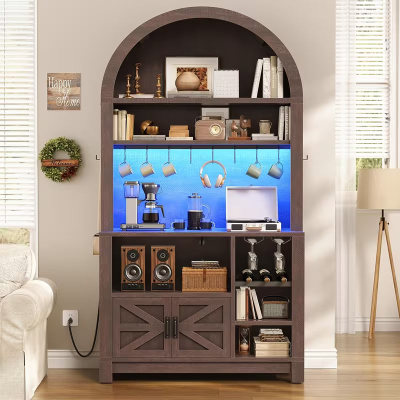 73" Tall Arched Bakers Rack with LED Lights
