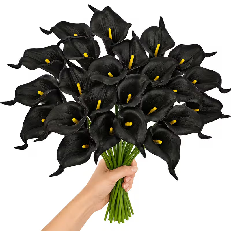 10-Stem Calla Lily Artificial Flower Bouquet in Yao Ye Black