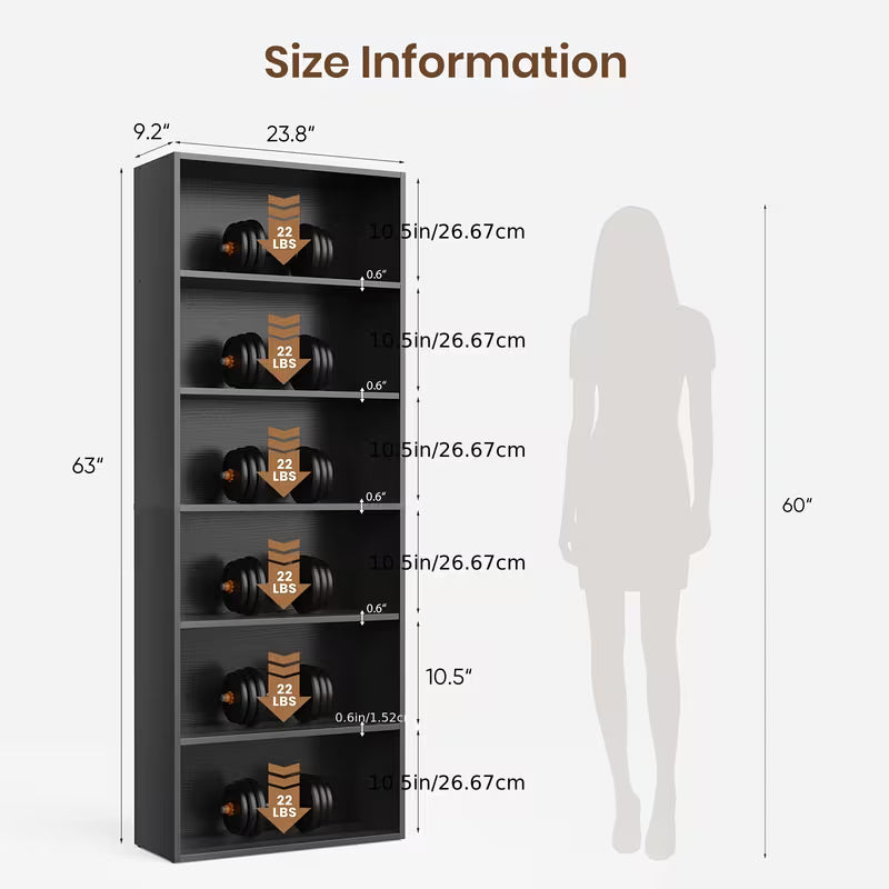 5/6-Tier Floor-Standing Bookshelf Organizer - Multi-Functional Open Shelf