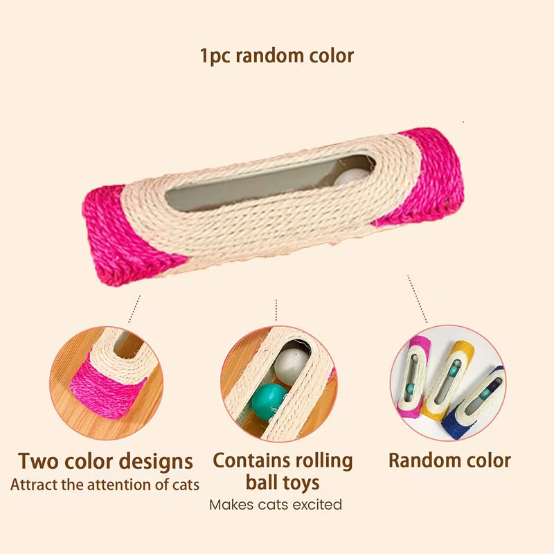 Sisal Rope Wrapped Cat Scratch Toy - Long Drum, Random Color