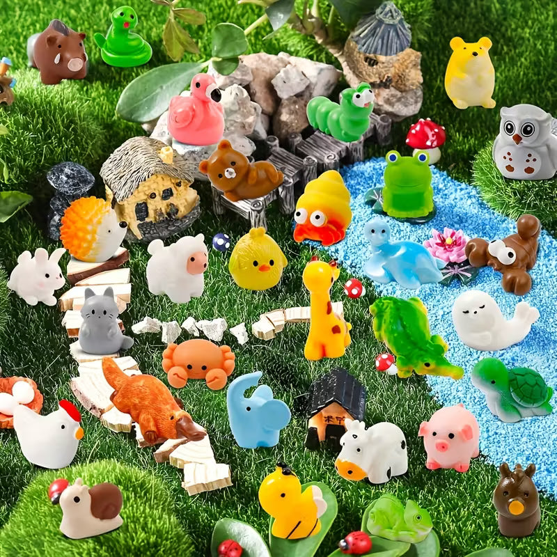 Mini Resin Animals 42 Styles Resin Animals Figurines Set, Resin