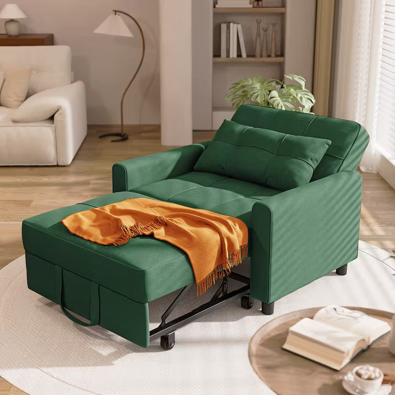 Asofer Convertible Sofa Chair 3-in-1, Adjustable Sleeper Chair Pullout Sofa Bed With Pillows