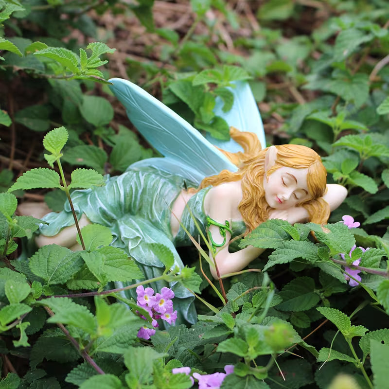 1pc WEBETTER Miniature Fairy Statue - Resin Elf Figurine with Seating/Resting Pose