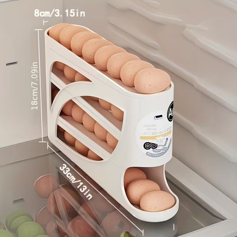 4-layer Rolling Egg Rack - Space Saving Side, Plastic