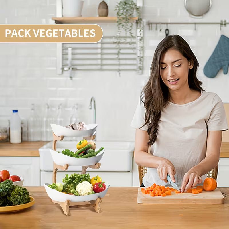 A Creative Two-tier/three-tier Kitchen Fruit Basket, Large-capacity Layered Fruit Basket