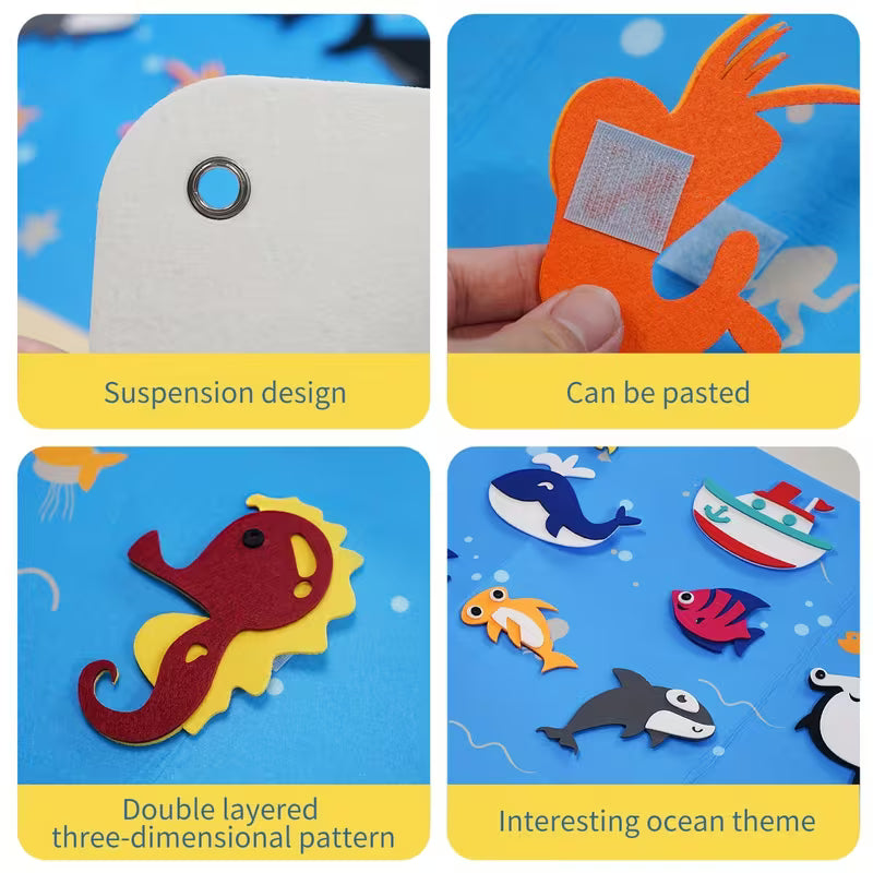 Educational Toys Underwater Animal Felt Storyboard Set 29.5x40 Inches