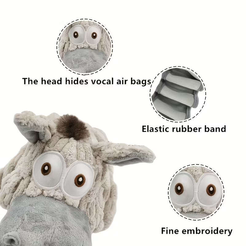 Durable And Elastic Stretch Donkey Plush Dog Toy - Soft, White