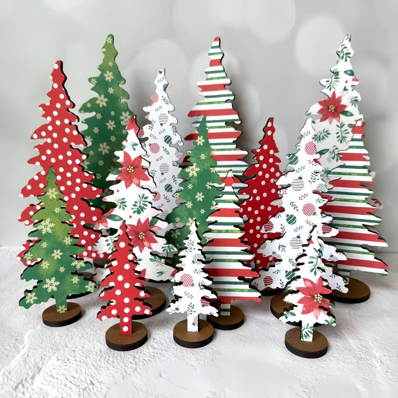 5pcs Decorative Standalone Trees with 5 Sizes (4" to 10.5") & 5 Unique Patterns