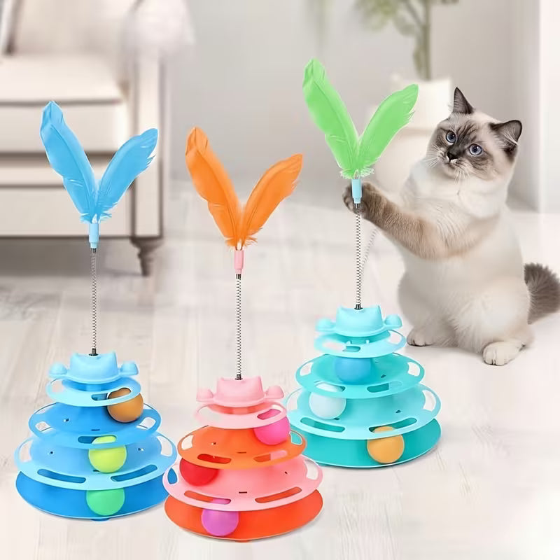 Cat Turntable Toy Self-Playing Boredom Relief Cat Teaser Wand Turntable Set