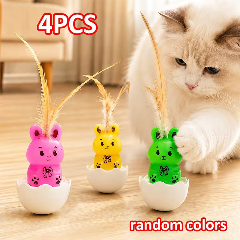Pet Gift] 4pcs Tumbler Cat Toys (Wobble Cat Toy) Set, Random Color