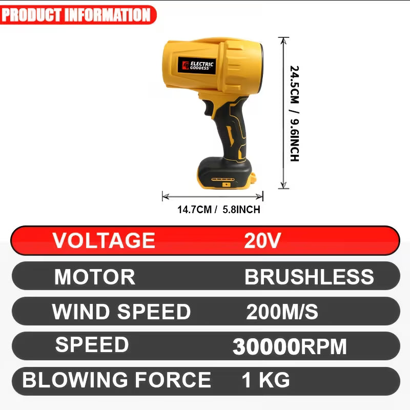 1000G Blowing Force, 30000RPM Brushless Cordless Air Blower