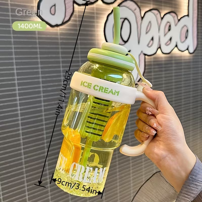 3pcs Set - Cup Lid + Cup Body + Filter, 40.58Oz Leak-Proof Portable Sports Water Bottle