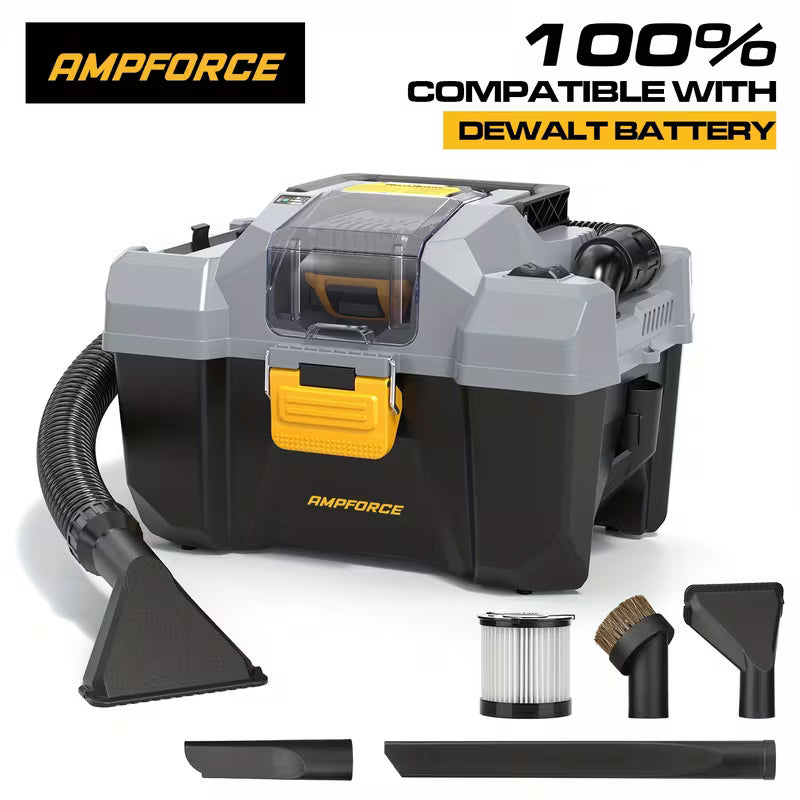 AMPFORCE 20V Cordless Wet/Dry Vacuum Set, 2 Gallon Capacity, Powerful Suction