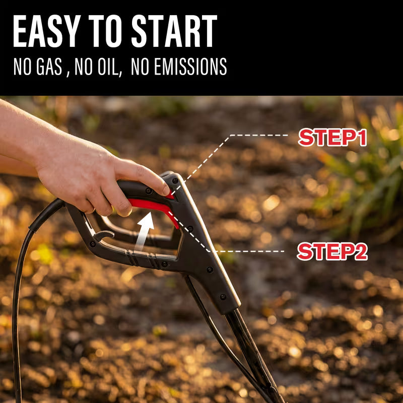 MZK 12 - Inch Electric Tiller with 8 - Inch Tilling Depth & Adjustable Wheels