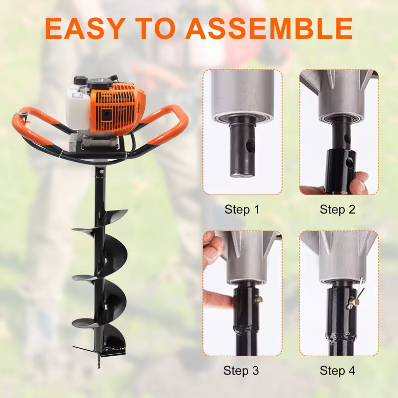 62CC Auger Post Hole Digger, a Gas-Powered Earth, Orange