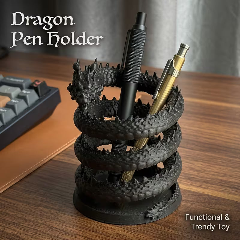 Single-Pack Creative 3D Printed Dragon Ornament, Cool Desktop Organizer Pen Holder for Gaming