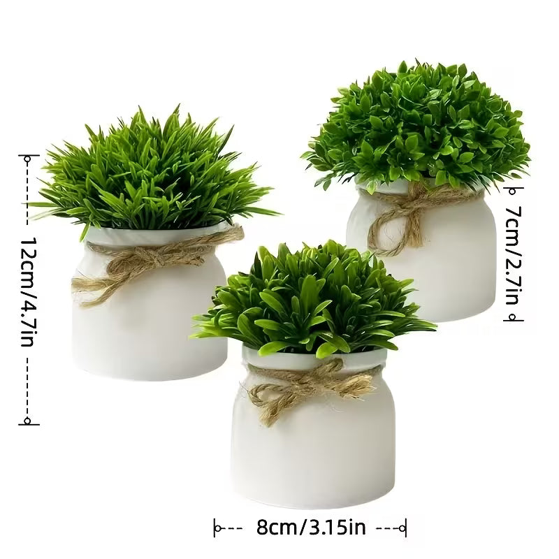 3pcs Realistic Artificial Potted Plants With Pots - Pre-Potted/Outdoor Fake Suitable
