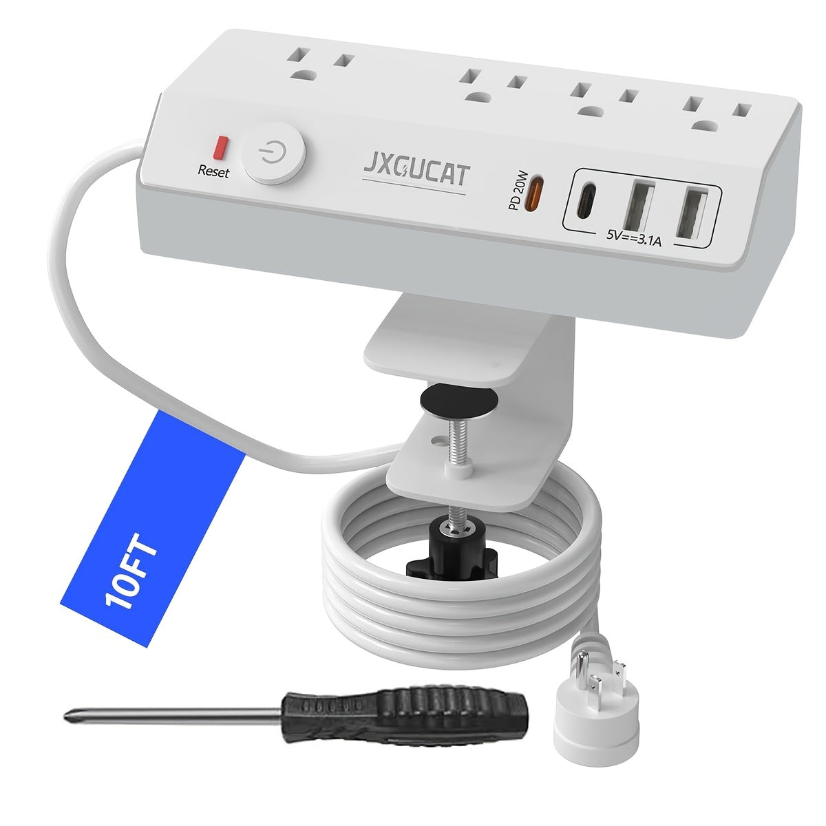 Desktop Power Strip with USB-C Port, PD 20W Fast Charging