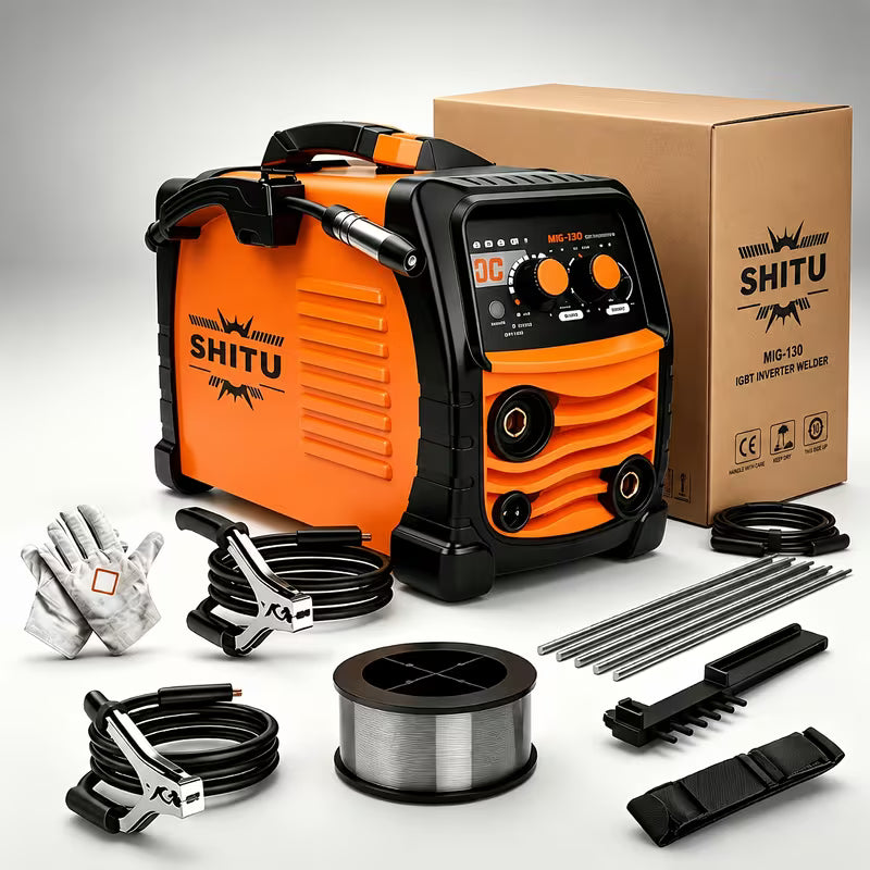 MIG250/MIG350 3in 1 Welder 110V Gasless Design, Durable Orange Shell with Complete Starter Kit