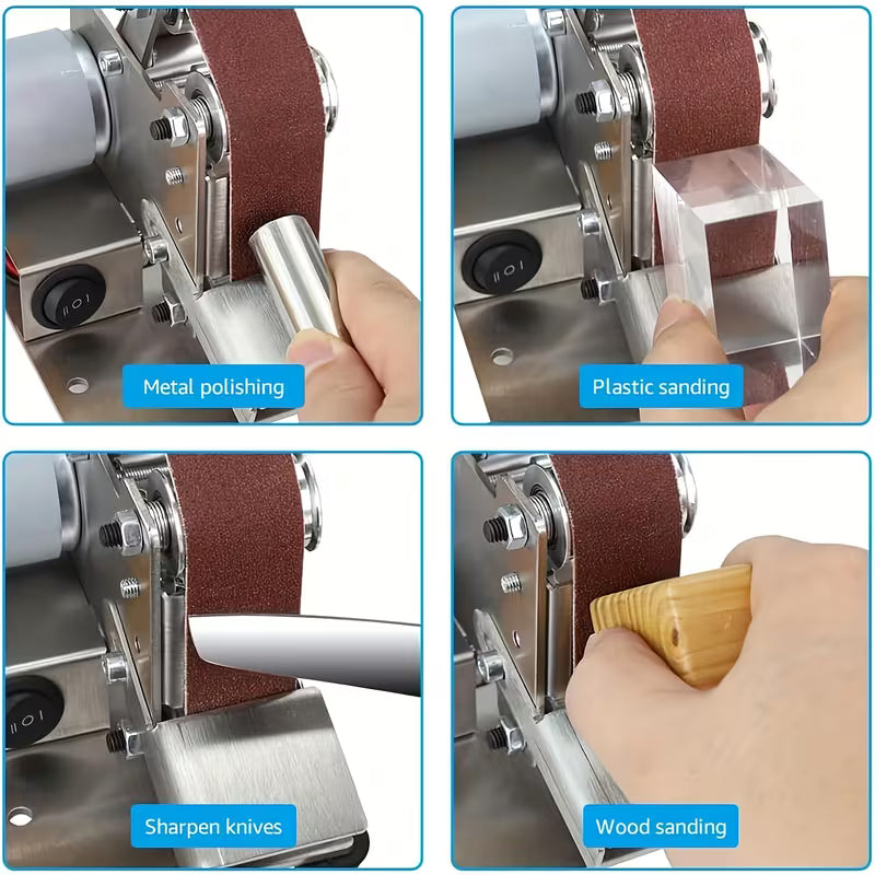 Mini Belt Sander Electric Bench Grinder Sanding Machine 7 Adjustable Speed Grinder Polisher Knife