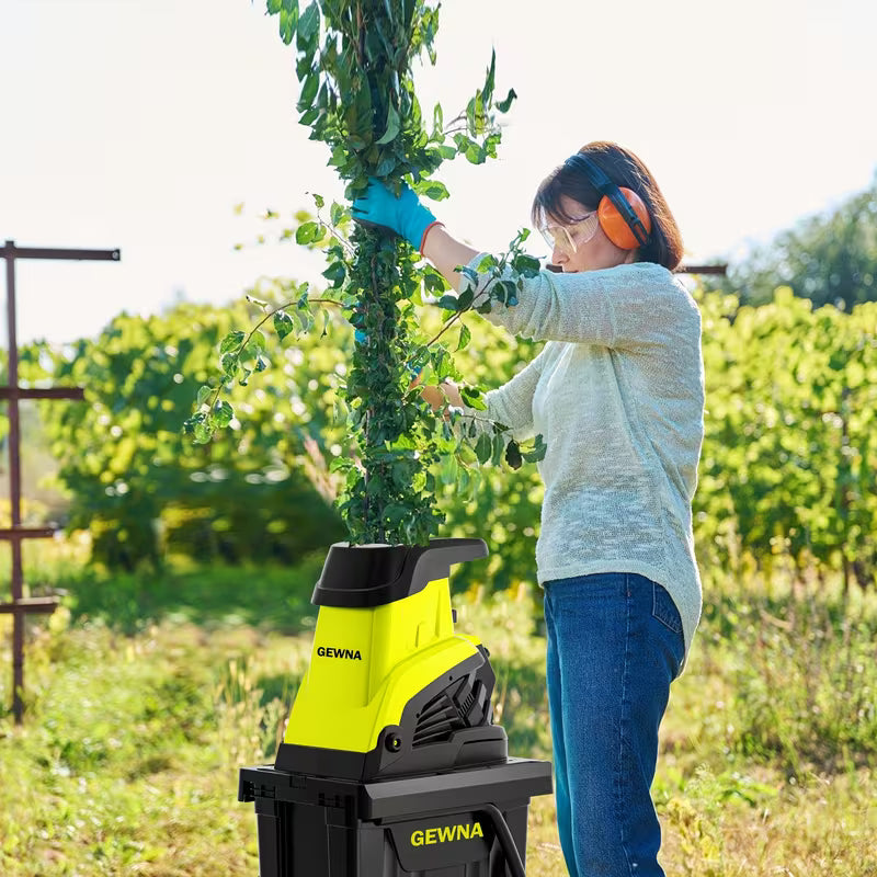 Wood Chipper, 1800W High Power Garden Branch Shredder, 15-Amp Electric Brushless Wood Chipper